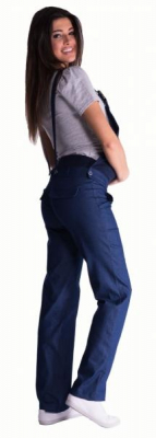 Těhotenské kalhoty s láclem - tmavý - jeans - S (36)