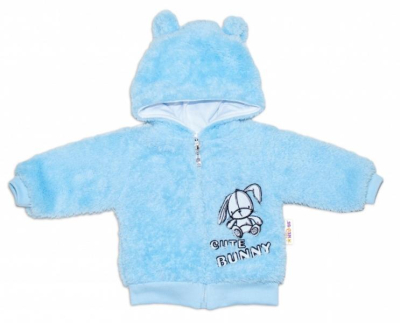 Zimní kabátek chlupáčková bundička s kapucí Cute Bunny - modrá, vel. 62 - 62 (2-3m)