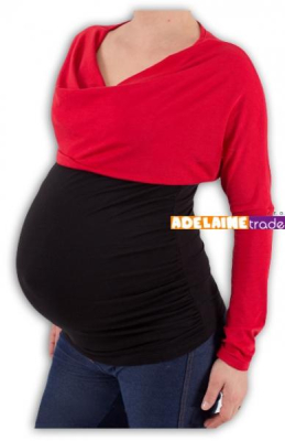 Těhotenská tunika VODA DUO - červeno-černá - L/XL