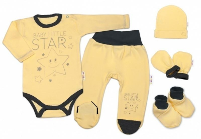 5-ti dílná soupravička do porodnice Baby Little Star - žlutá, vel. 62 - 62 (2-3m)