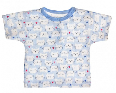 Bavlněné Polo tričko s krátkým rukávem Kočičky vel. - 80 - modré - 80 (9-12m)