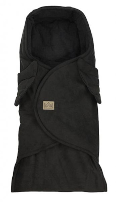 Zavinovací deka s kapucí Little Elite, 100 x 115 cm, Andělská křídla - černá