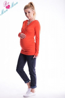 Těhotenská mikina s kapucí OLINA - pomeranč - L/XL