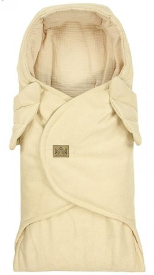 Zavinovací deka s kapucí Little Elite, 100 x 115 cm, Andělská křídla - béžová