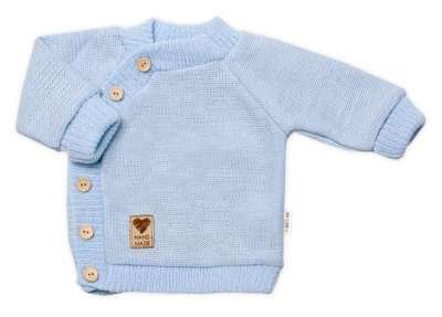 Dětský pletený svetřík s knoflíčky, zap. bokem, Hand Made - modrý, vel. 68/74 - 68-74 (6-9m)