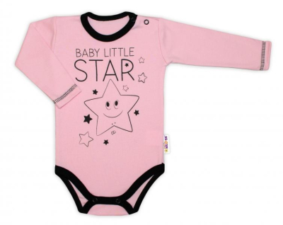 Body dlouhý rukáv, růžové, Baby Little - Star - 50 (0-1m)