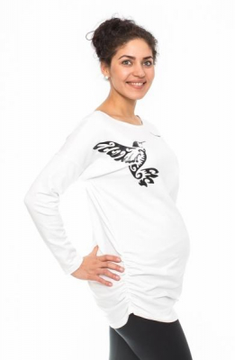 Těhotenské triko, mikina Kolibri - bílé, vel. - XL - XL (42)