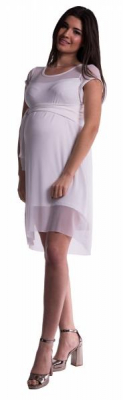 Těhotenské šaty se šifonovým přehozem - bílé - M - M (38)
