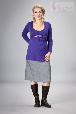Těhotenská sukně ELVIA - šedá s odstínem stříbr. nitky - S (36)