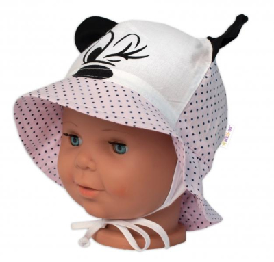 Letní klobouček Minnie na zavazování - růžový, vel. 12-18 m - 80-86 (12-18m)