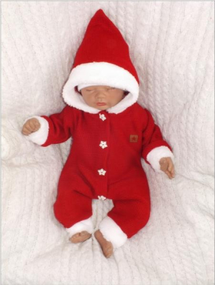 Dětský pletený overálek s kapucí Baby Santa - červený, vel. 86 - 86 (12-18m)
