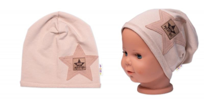Dětská čepice bavlna, Baby Star, - cappuccino, vel. 104/134 - 134 (8-9r)