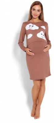 Těhotenská, kojící noční košile Mráčky - cappuccino, vel. XXL - XXL (44)