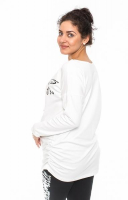 Těhotenské triko, mikina Kolibri - bílé, vel. - L - L (40)