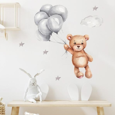 Nálepky, dekorace na zeď - Medvídek s balónky