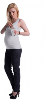 Těhotenské,kojící tilko s odnimatelnými ramínky - bílé, vel. L/XL - L/XL
