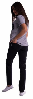 Těhotenské kalhoty s mini těhotenským pásem - černé - L (40)