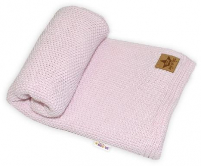 Bavlněná deka, dečka pletená, BASIC, 80x90cm, - sv. růžová