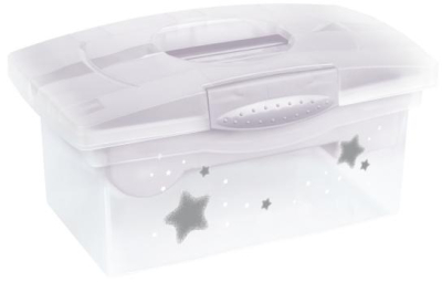 Přenosný box s organizérem Baby Star transparentní/bílá