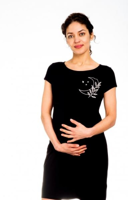 Těhotenská, kojící noční košile MOON - černá, vel. L/XL - L/XL