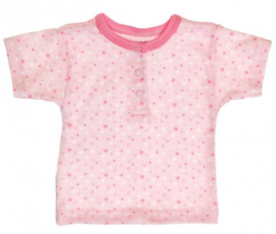 Bavlněné Polo tričko s krátkým rukávem - vel. 74 Hvězdičky - růžové - 74 (6-9m)