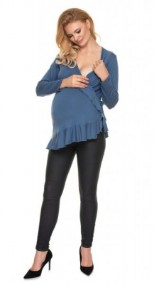 Zavinovací těhotenská/kojící tunika dl. rukáv - modrá, vel. L/XL - L/XL