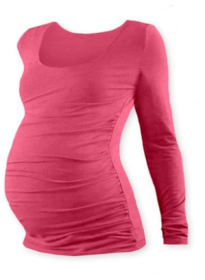 JOŽÁNEK Těhotenské triko JOHANKA s dlouhým rukávem - lososově růžová - L/XL