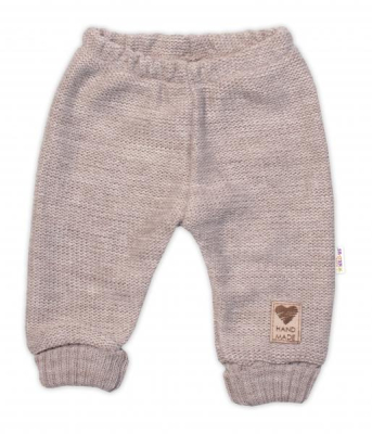 Pletené kojenecké kalhoty Hand Made - béžové - 56-62 (0-3m)