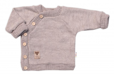 Dětský pletený svetřík s knoflíčky, zap. bokem, Hand Made - béžový - 56-62 (0-3m)
