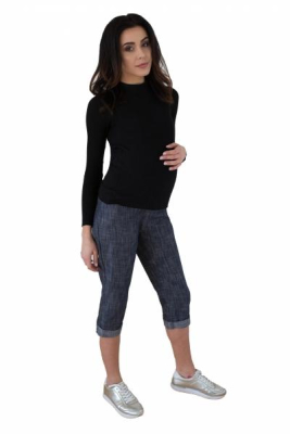 Těhotenské 3/4 kalhoty s elastickým pásem - granát/melírované, vel. XL - XL (42)