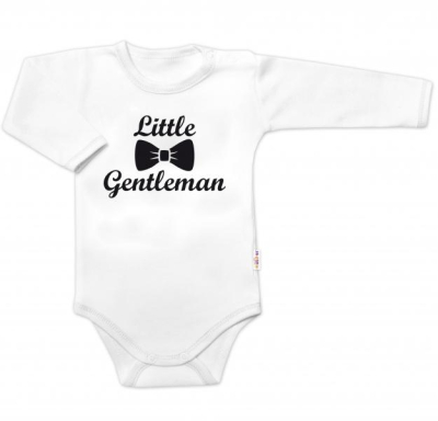 Body dl. rukáv Little Gentleman, bavlna - bílo/černé, vel. 62 - 62 (2-3m)