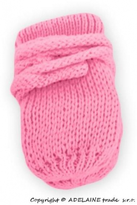 Kojenecké rukavičky pletené, zimní - růžové/malinové, - 56-68 (0-6 m)