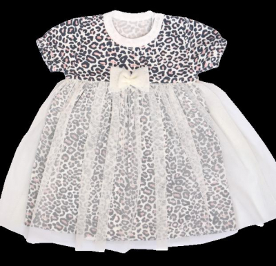 Sukničkobody s tylem, krátký rukáv Gepardík - bílé se - vzorem, vel. 80 - 80 (9-12m)