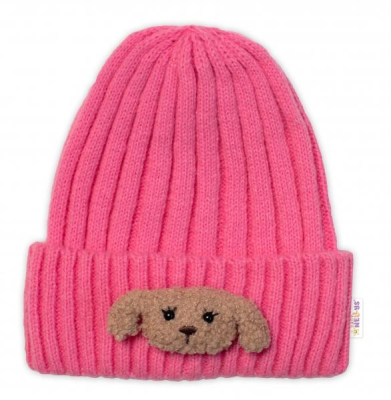 Dětská zimní čepice Bear, - růžová, vel. 48-54 cm - 98-104 (2-4r)