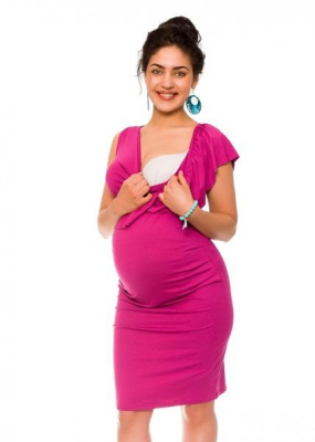 Letní těhotenské a kojící šaty Darla - tm.růžové, vel. XL - XL (42)