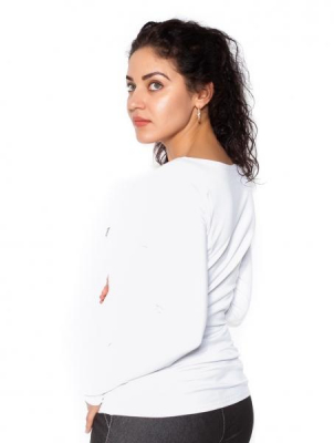 Těhotenské triko dlouhý rukáv In Love - bílé - L - L (40)