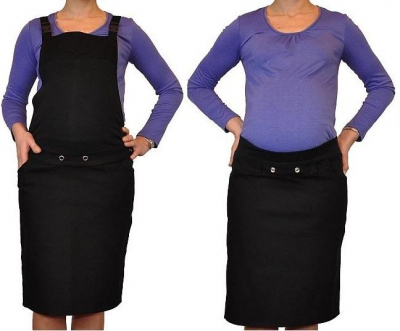 Těhotenské šaty/sukně s láclem - černé - S (36)