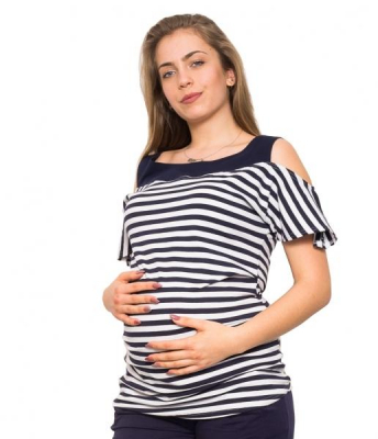 Těhotenské triko/halenka - Lila, vel. - S - S (36)