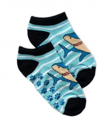 Dětské ponožky s ABS - Žralok, vel. 23/26 - modré - 23-26