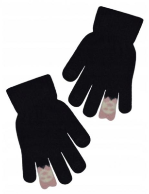 Dívčí zimní, prstové rukavice, černé, vel. - 116/122 - 116-122 (5-7r)