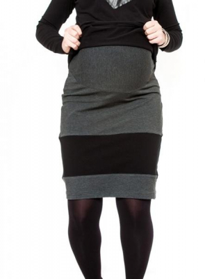 Těhotenská sukně - LORA černá/grafit - XL (42)