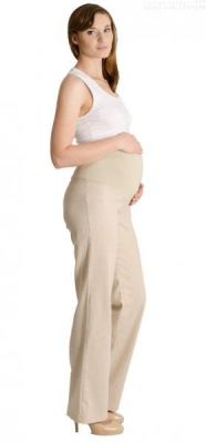 Lněné kalhoty, rovné - letní - béžové - M (38)