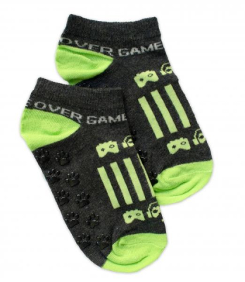Dětské ponožky s ABS - Gameover, vel. 23/26 - grafit - 23-26