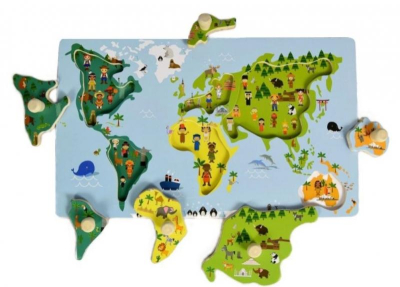 Edukační vkládačka s úchyty - Mapa Světa