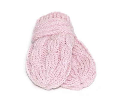 Zimní pletené kojenecké rukavičky se vzorem - sv. růžové - 56-68 (0-6 m)