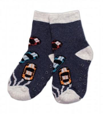 Dětské froté ponožky s ABS Auta - šedo/modré, vel. 31/34 - 31-34