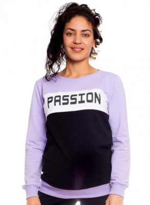 Těhotenská, kojící mikina Passion - lila-černá-bílá, vel. XL - XL (42)