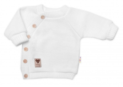 Dětský pletený svetřík s knoflíčky, zap. bokem, Hand Made - bíly, vel. 80/86 - 80-86 (12-18m)