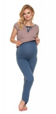 Těhotenské, kojící pyžamo s kr. rukávem - cappuccino/jeans, vel. XXL - XXL (44)