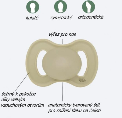 Šidítko, dudlík ortodontický silikon, 2ks, Lullaby Planet, 0-6m, oliva/růžová
